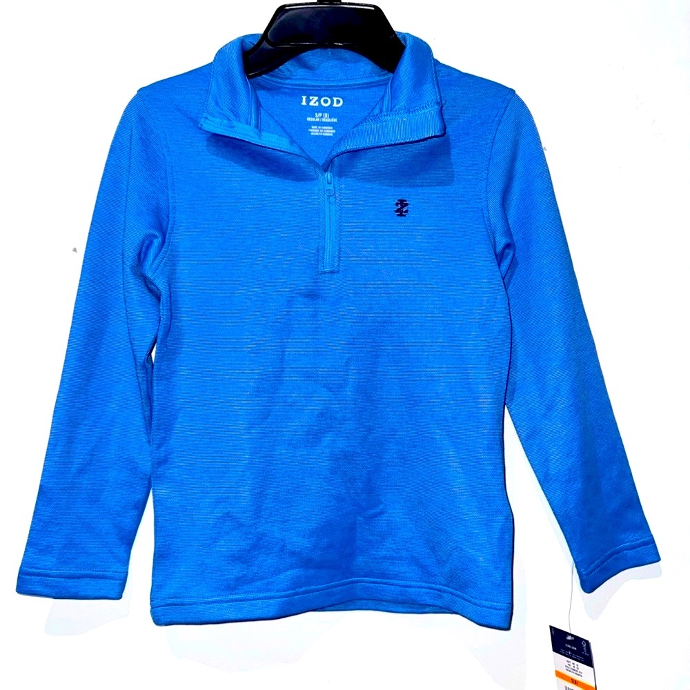 NWT Boys Izod Regatta Blue Quarter-Zip Top